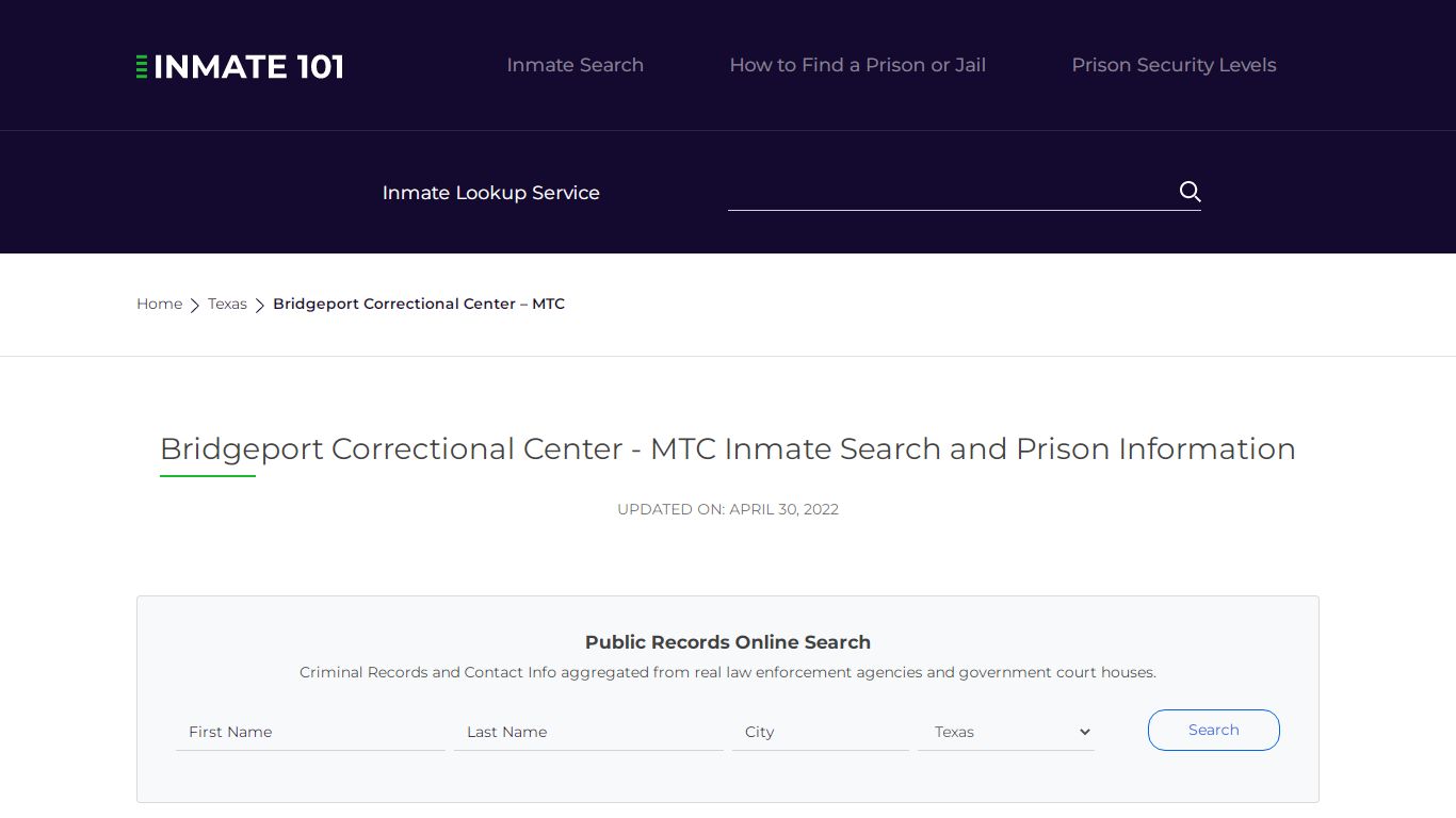 Bridgeport Correctional Center - MTC Inmate Search ...