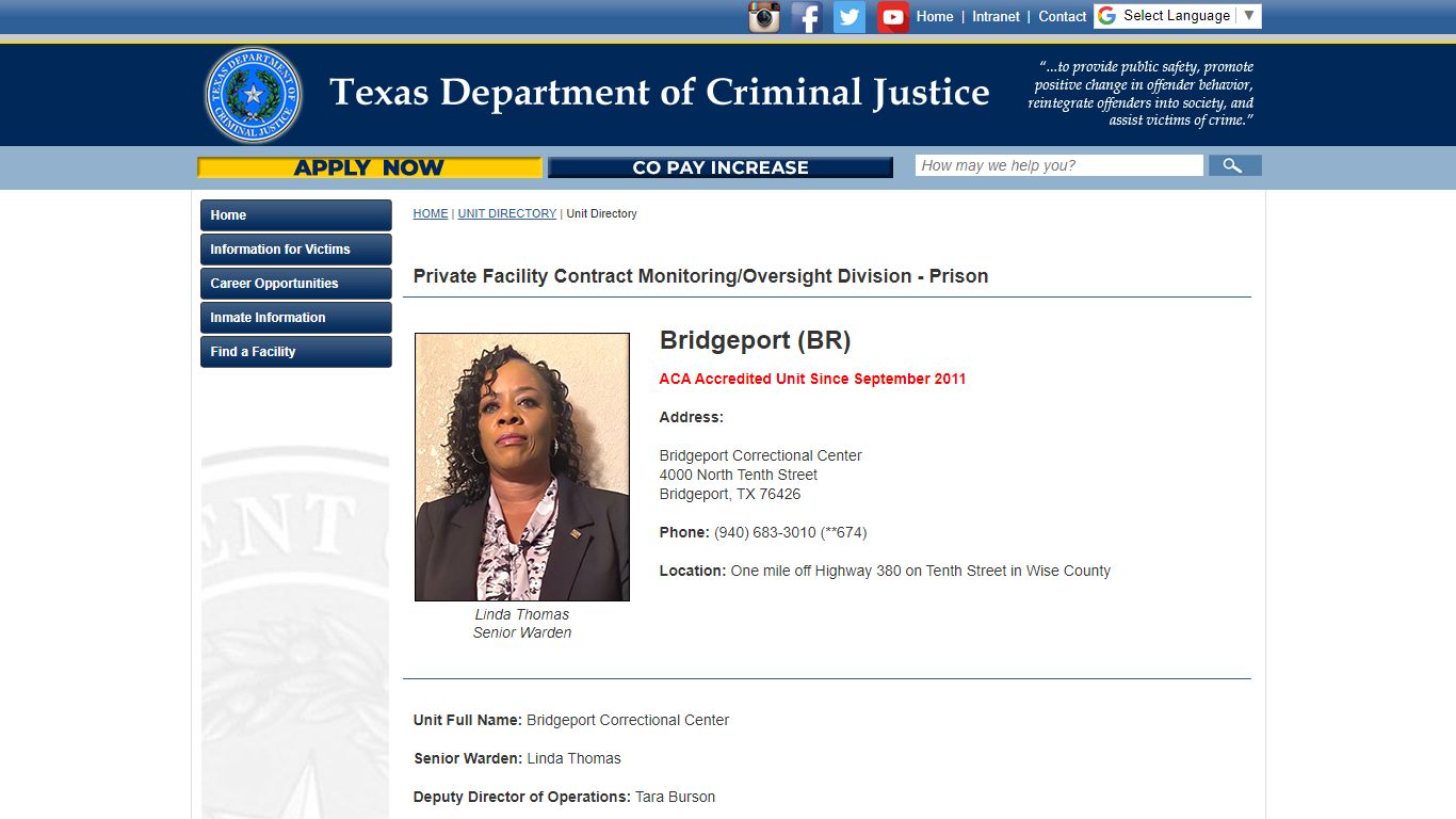 Bridgeport (BR) - Texas Department of Criminal Justice